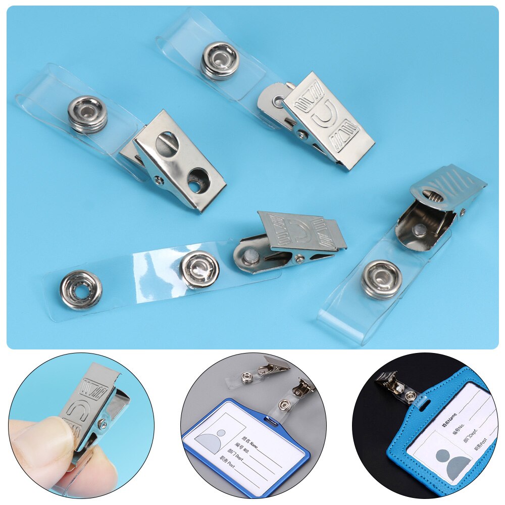 10pcs Metal Pull Key Name Tag Card Clip Holders Binder Stationary Lanyard Clip Retractable ID Card Badge Reel Pull 4 Styles