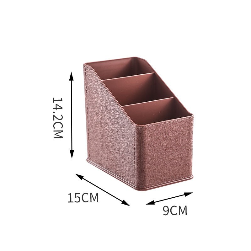 Organisateur de tiroir de bureau, porte-crayon de bureau, boîte à badges divers, papeterie fournitures de bureau, d'école et de salon: Red-brown-3grid