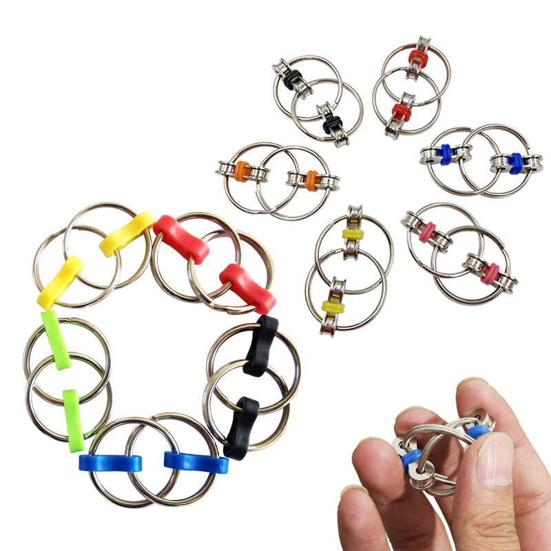 Stress Reliever Toys Chain Finger Tip Vent Toy Decompression Bicycle Chain Key Chain Spot Turnover Chain: Default Title