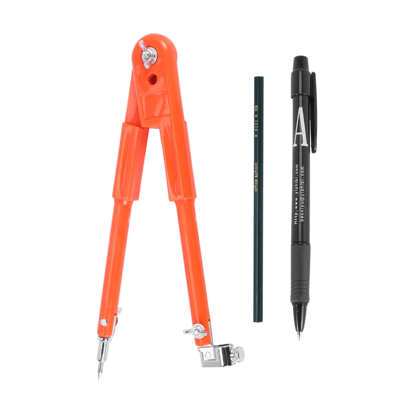 Carpenter Precision Pencil Compasses Large Diameter Adjustable Dividers Marking And Scribing Compass For Woodworking: Orange