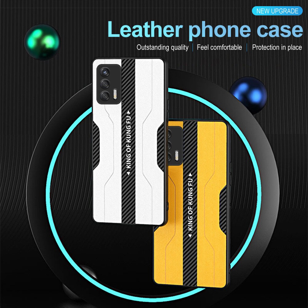 Voor Oppo Realme Gt 5G Case Carbon Fiber Back Lederen Telefoon Cover Realmi Realmy G T Neo Realmegt Camera bescherming Tpu Soft Coque