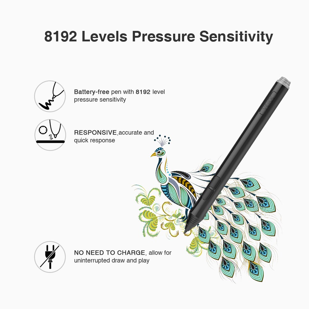 VEIKK Drawing Tablet A15 Graphic Tablet 10x6 inches Digital Drawing Tablet with 8192 Induction Levels 5080 LPI Blue Button