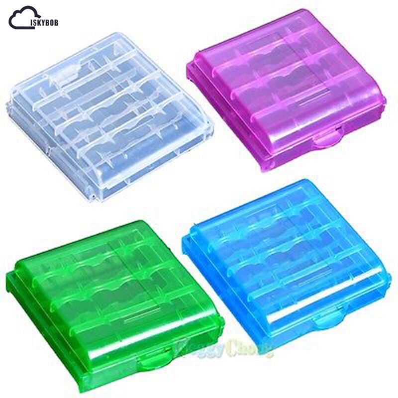 4 pièces 4 couleurs clair boîtier en plastique dur porte-boîte de rangement couverture pour AA AAA batterie voyage emballage organisateurs: 4pcs