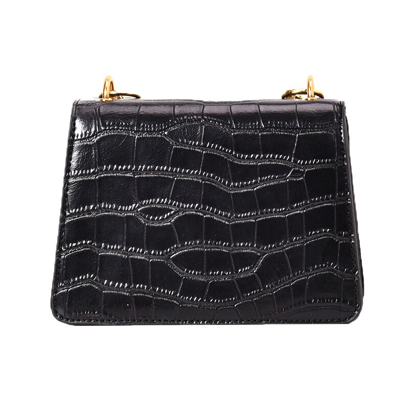 Sac fourre-tout en cuir PU femme, bandoulière, motif pierre, sacoche, bandoulière avec chaîne, ,