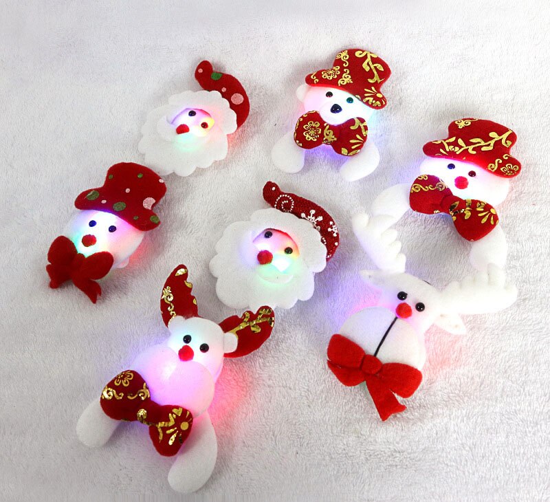Kerst led-lichtspeld lichtgevende haarspeld broches pluche sneeuwpop hert kerstman feestversiering kerstgunst: 1 (10)