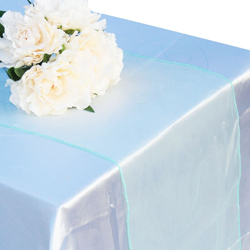 Organza Tisch Läufer Tischdecke Abdeckung Weiche schier Stoff Stuhl BöGen Beute Hochzeit 30*275CM Weihnachten Party Bankett tisch Dekor: Minze Grün