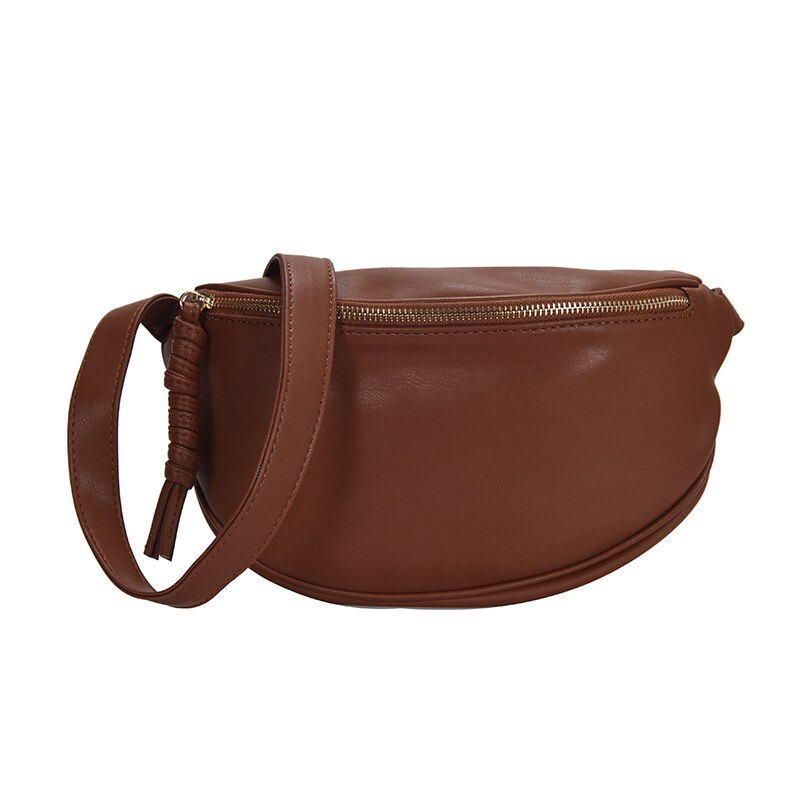 Gestock – sac de taille en cuir PU pour femmes, sac à grande capacité, sac à bandoulière sauvage, poche de poitrine, sac de taille pour femmes: PU-Brown