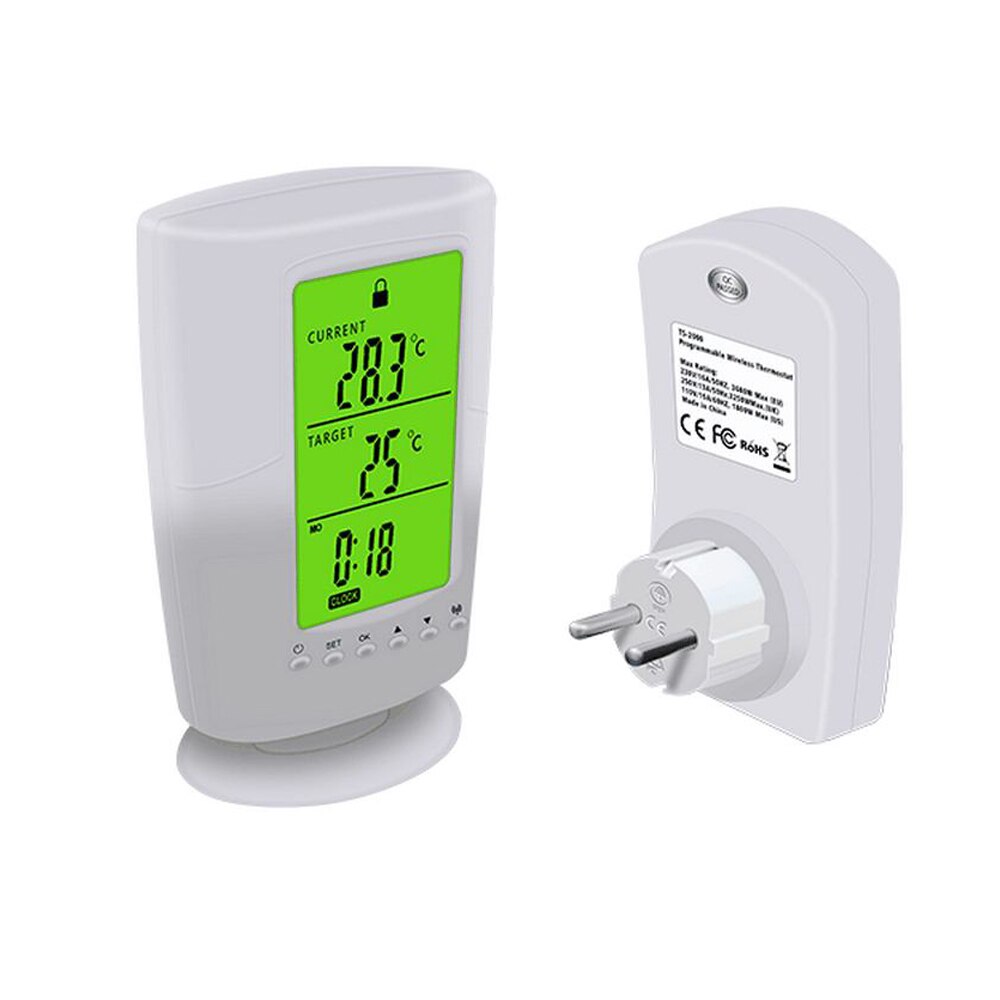 TS-2000 Auto LCD Display Thermostat Socket Programmable Green Backlight Home Smart Life Wireless Thermostats Outlet US/EU/UK
