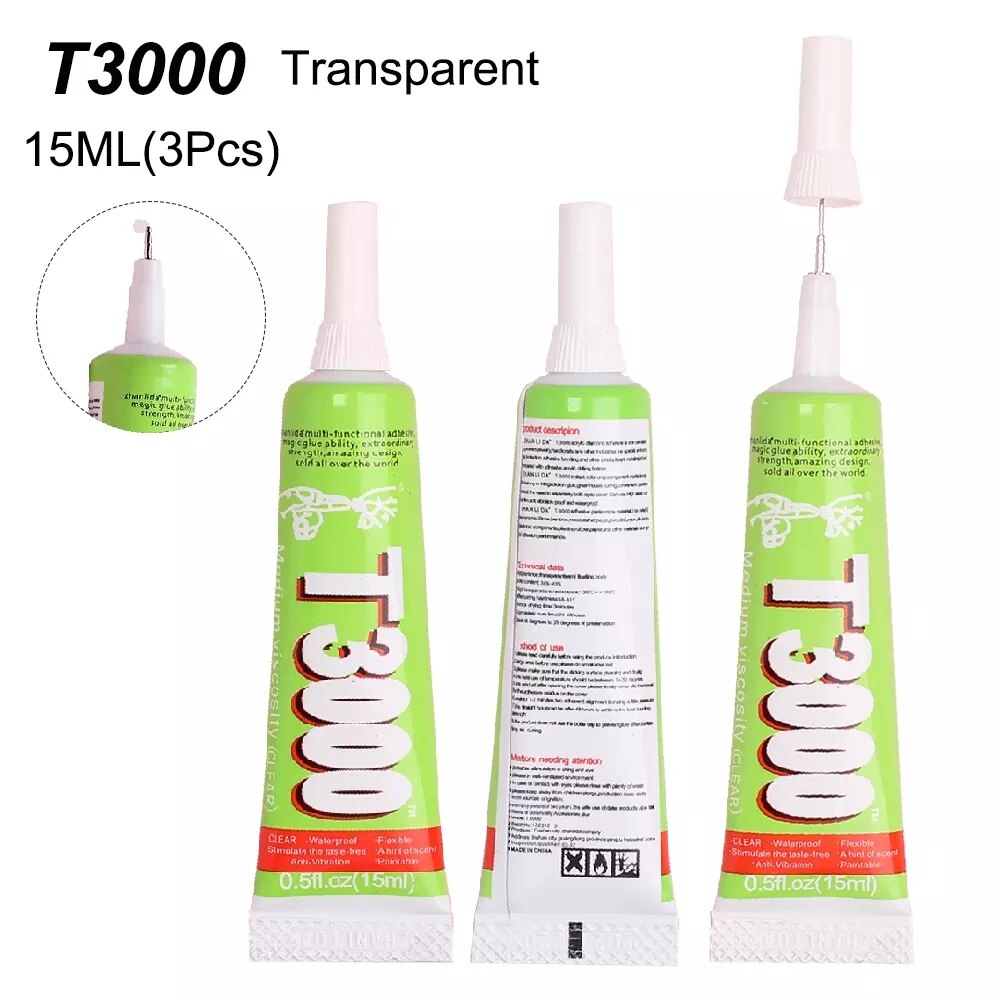 Écran Mobile B6000, 3 pièces, 15ml, Super colle B7000, Textile adhésif, transparent, école, bijoux, perle, artisanat, DIY bricolage: T3000 15ml 3Pcs