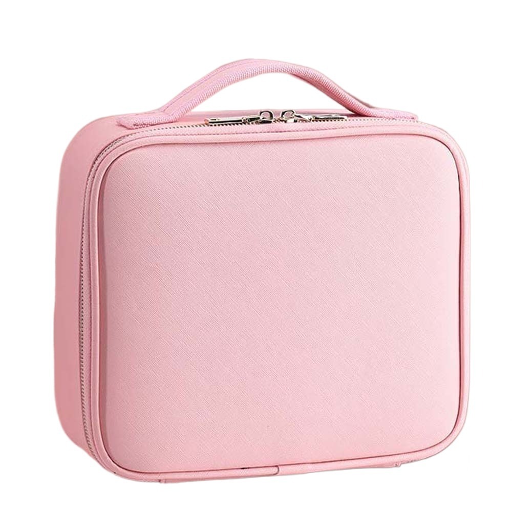 Large Capacity Cosmetic Bag Suitcase Anti-Splash Water Portable Handheld Makeup Bag PVC Compartment Portable Cosmetic Case: Beige
