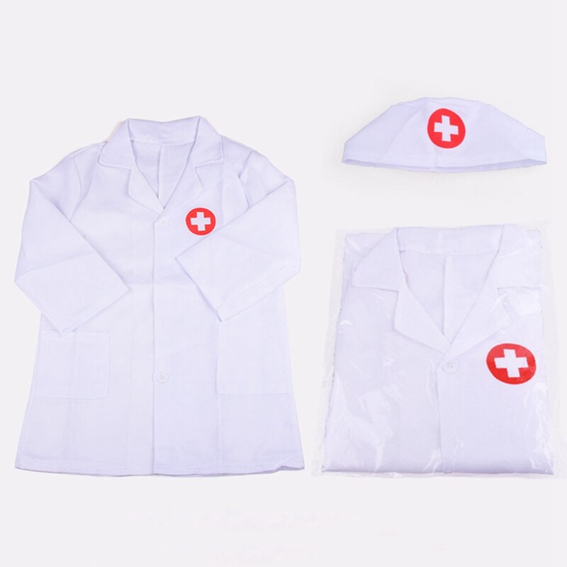 Children Doctor Role Play Costume Dress-Up Set Doctor Lab Coat Kit: TOY9216WT