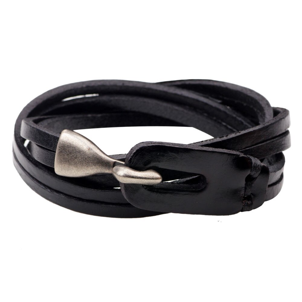 Bracelet réglable en corde tressée à la main multi-couches pour hommes bijoux exquis et simple bracelet en cuir multicouche pour hommes: black