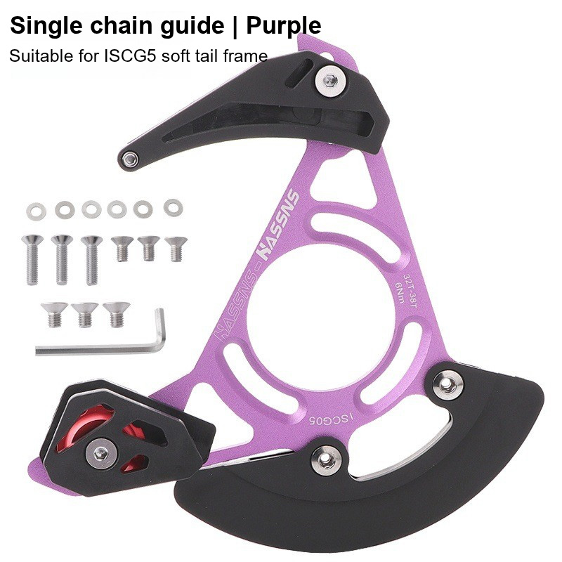 HASSNS mtb kettinggeleider ISCG05 03 BB Mount Fietsketting guard protector Fiets Enkel Kettingblad 32 T 34 T 36 T 38 T Tandwiel Plaat: Rood