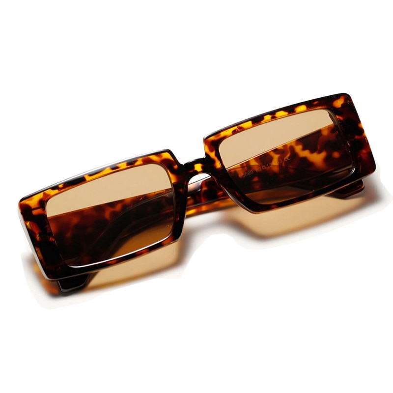 Retro personlighed solbriller cool firkantet gelé farve leopard print solbriller til kvinder