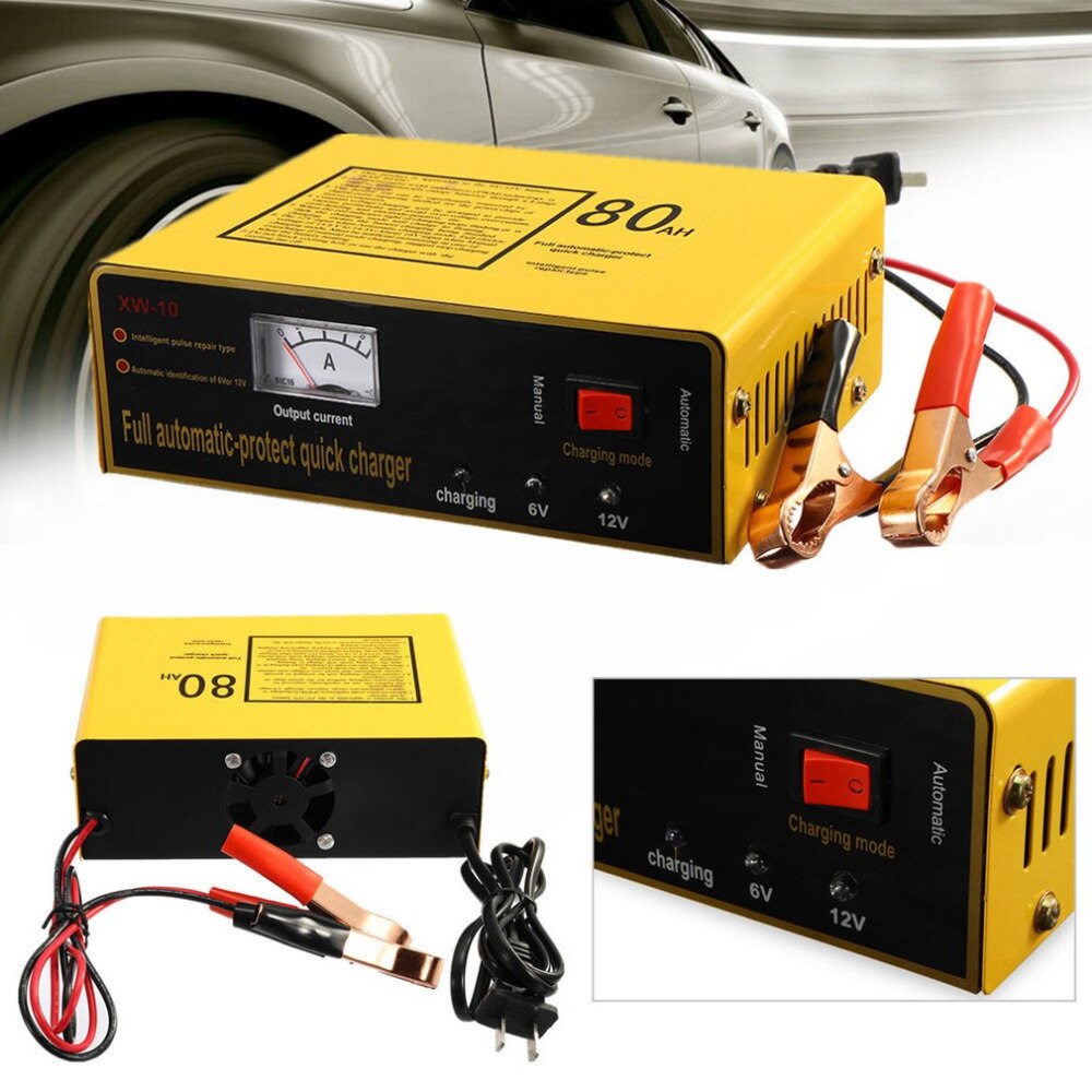 140W Full Automatic-protect Quick Charger 6V/12V 80AH Automatic Intelligent Car Battery Charger Negative Pulse