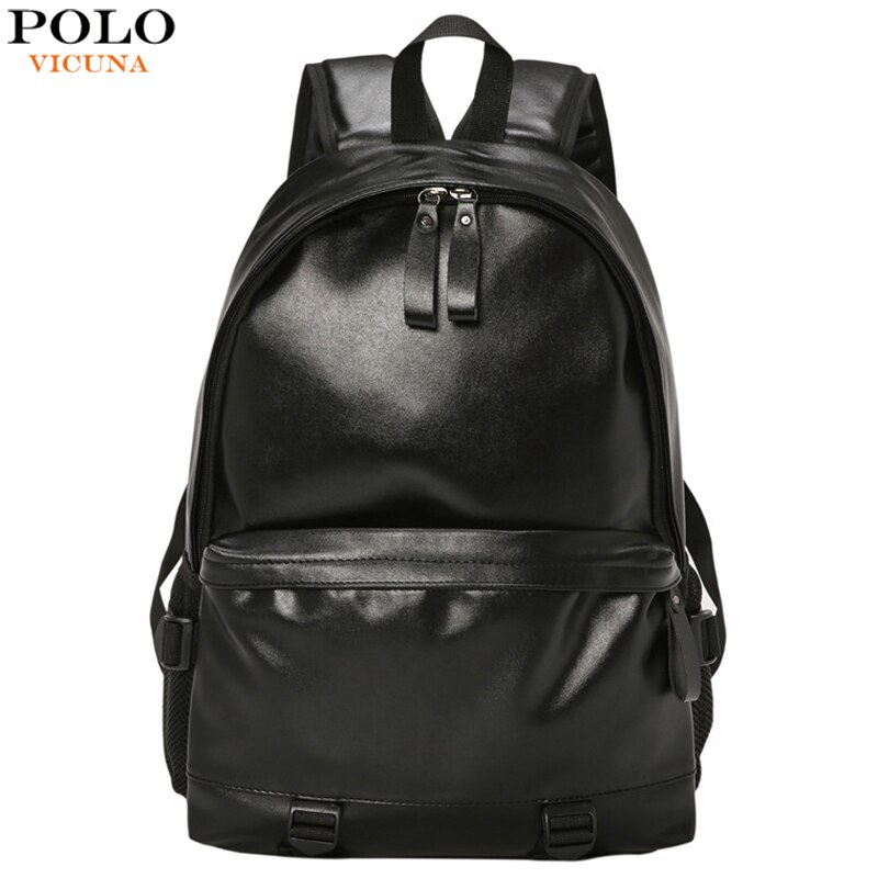 VICUNA POLO Unisex Leather Travel Backpack For Men Women College Student Laptop Backpack Bags bolsa