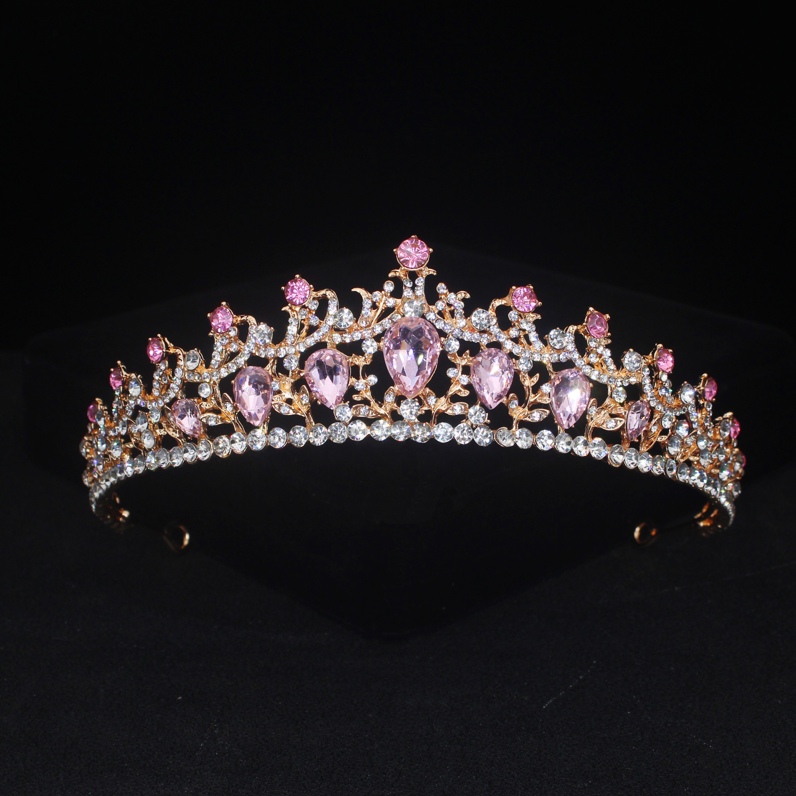 Vintage Kristal Tiara Kroon Hoofdbanden Voor Vrouwen Meisjes Strass Pageant Prom Diadeem Bruiloft Bruids Haar Sieraden Accessoires: Black Gun Plated