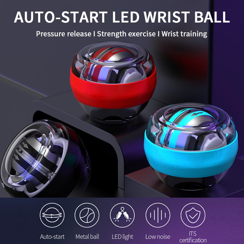 Fitness Gyroscope with LED Light Wrist Ball Gym Super Powerball Hand Ball Self-Starting Muscle Relax Wrist Trainer