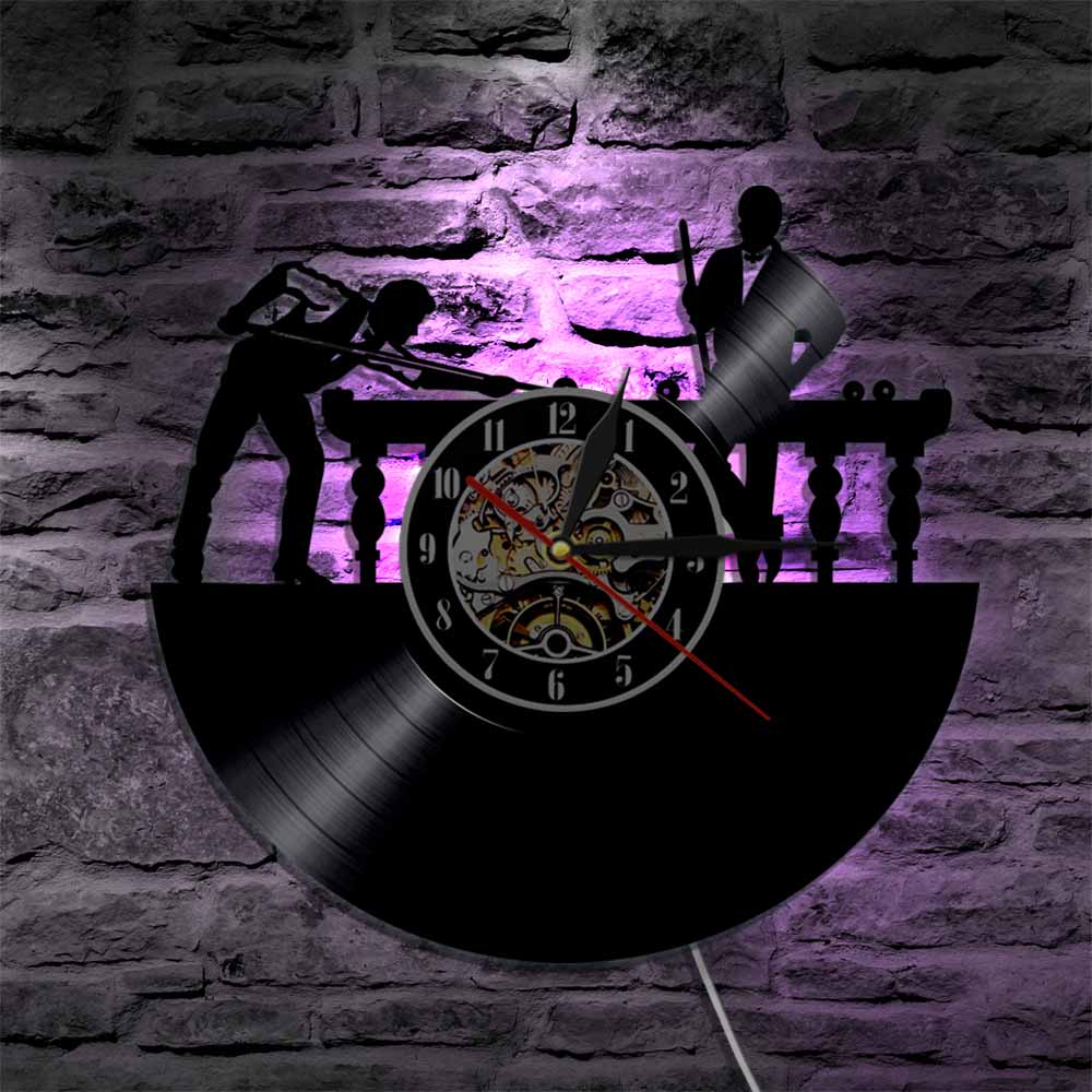 Billiard Balls LED Wall Clock Pool Snooker Sports Vinyl Record Wall Clock Modern Unique Pool Billiards Snooker Room Decor