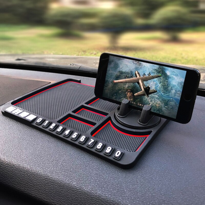 Portacellulare Auto Universale Targa Parcheggio Temporanea Tappetino Antiscivolo Multifunzione Per Auto - Supporto Telefono Girevole E Targa Parcheggio Car Mats Tappetino Cruscotto Auto