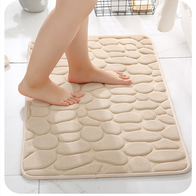 Alfombrilla de adoquines en relieve para baño, alfombra antideslizante para el suelo del baño, de espuma viscoelástica gruesa