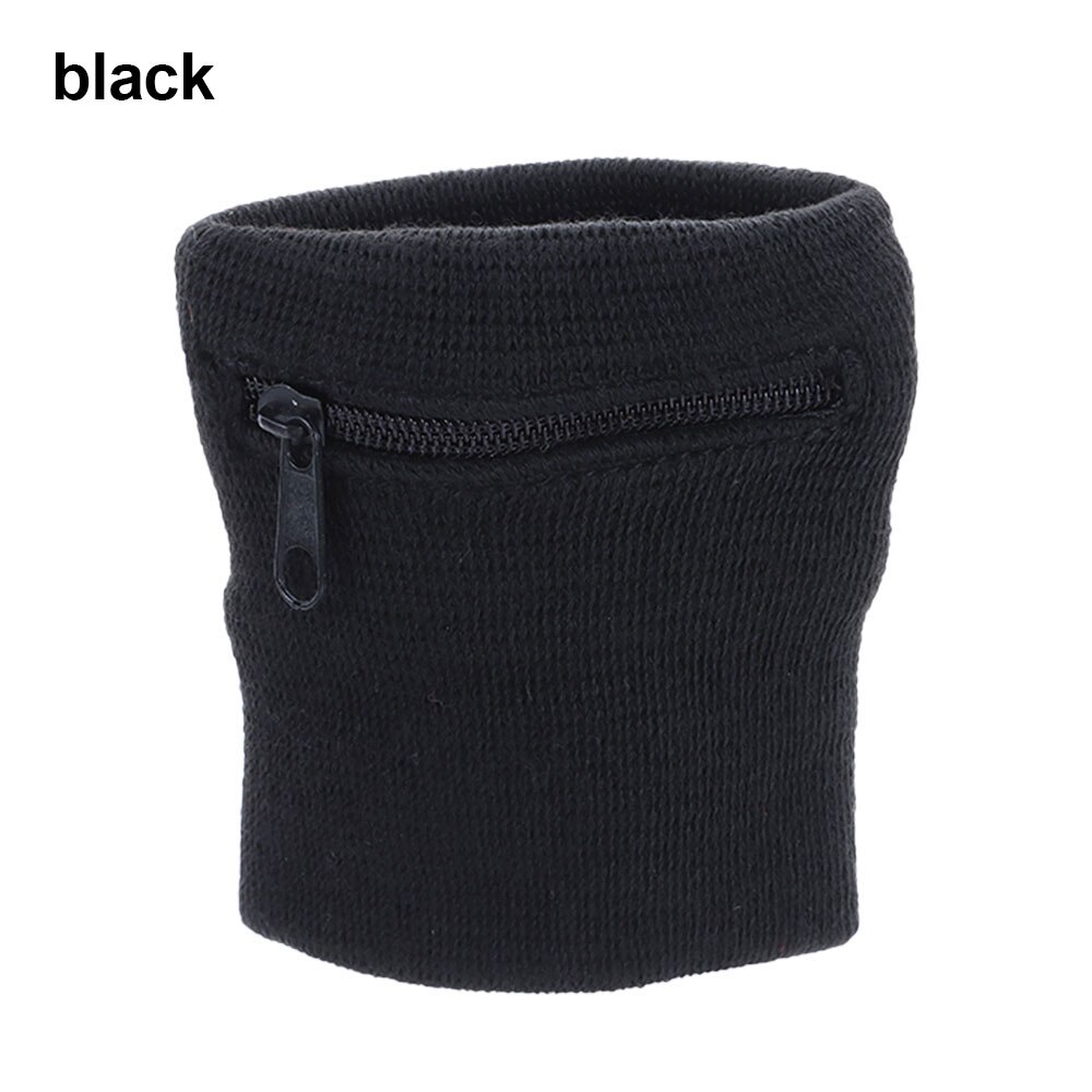 1Pc Soft Wrist Band Sport Wrist Purse Bag Running Wrist Protection Outdoor Gym Key Pocket Bike Wallet Safe Zipper Wrist Band: black