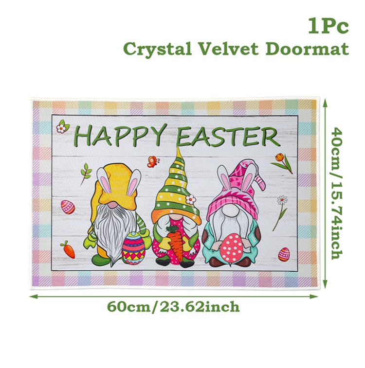 1Pc Crystal velvet Lovely Happy Easter Door Mat Motif Entrance Pad Bath Rug Area Carpet For Kitchen Balcony Terrace Home Decor: Burgundy