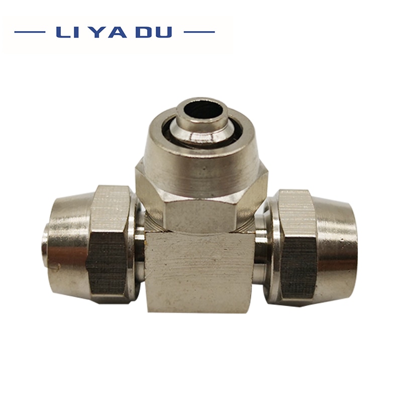 Conector neumático Tipo T de tubo de PU, 1 Uds., PE-4, 6, 8, 10, 12, 14, 16 MM, conexión de tubo de manguera de aire de giro rápido