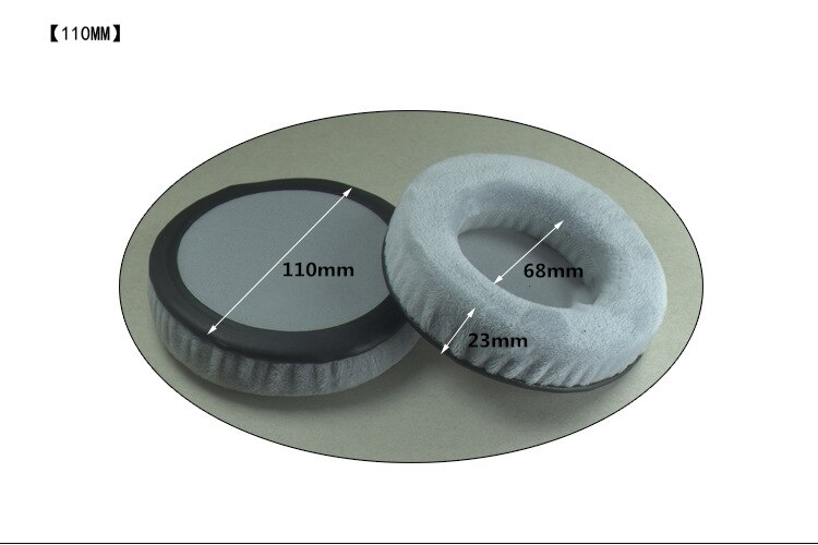 Allgemeine Grau Samt Schaum Ohr Pads Kissen 60 65 70 75 80 85 90 95 100 105 110 115 120MM für SONY für Sennheiser Kopfhörer: 110mm