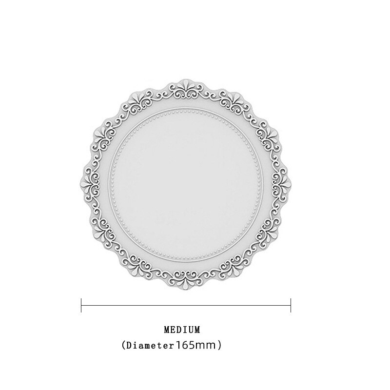 Dining Table Retro Embossed Craft Silicone Placemat European Style Lace Insulation Plate Mat Anti-scald Coaster Table Pads: Plate mat soot