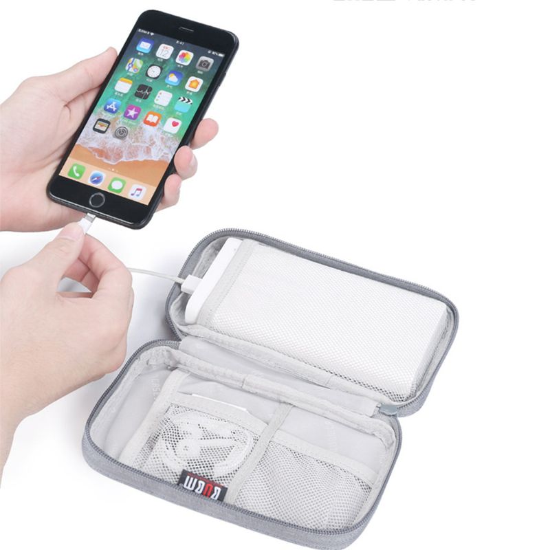 Viagem portátil durável poliéster power bank bolsa saco de armazenamento estojo de transporte de proteção pacote para fone de ouvido telefones celulares cabo dados