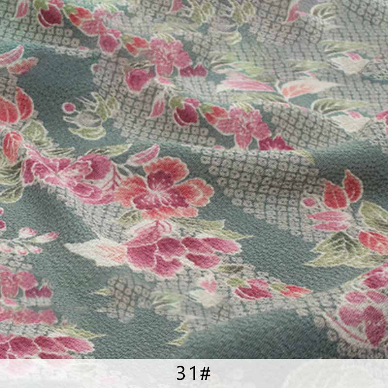 Japansk blomstret stof polyester rynkestof til kvinders hårtilbehør 4*4cm/ stk 10 stk/parti  p65: 31