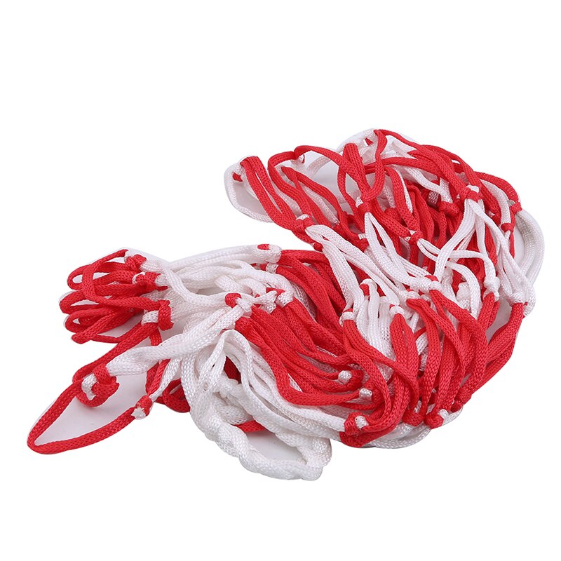 Outdoor-basketballkörbe, fußball- und volleyballkörbe, große, rot-weiße, geflochtene nylon-netztasche, sportzubehör