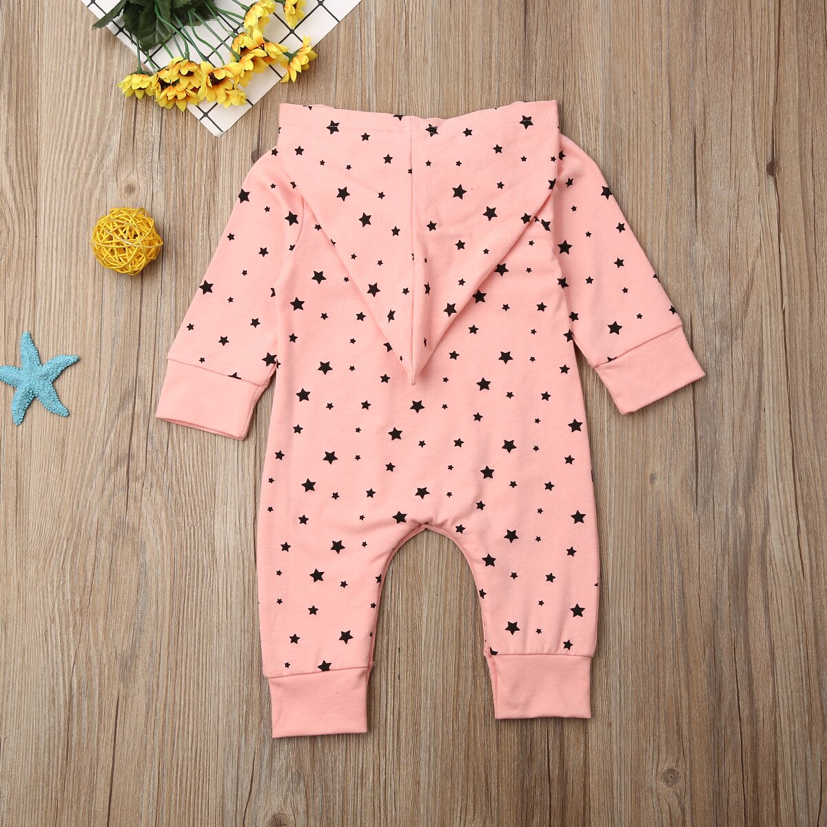 Baby Spring Autumn Clothing Toddler Baby Girls Boy Stars Moon Hooded Jumpsuit Long Sleeve Romper Winter Warm Clothes