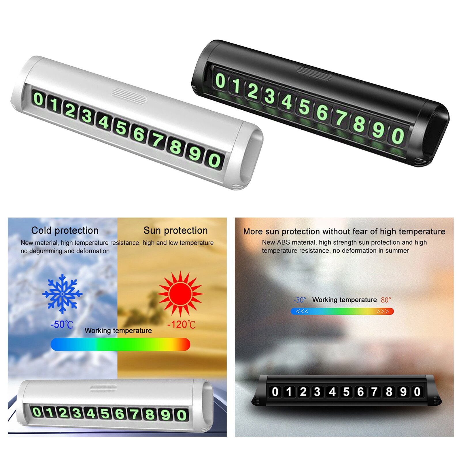 Car Temporary Parking Card Plate Car Stop Parking Park Sign Luminous Phone Number Card Plate Car styling Automobile Accessories