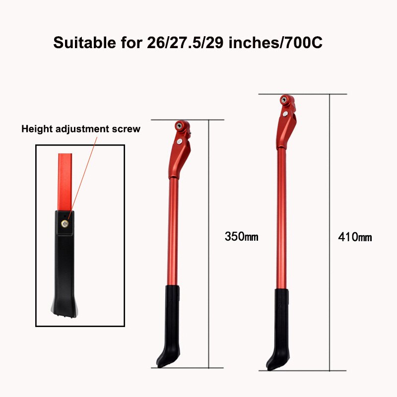Adjustable Quick Release Aluminum Alloy Bicycle Kickstand for 26/27.5/29 Inches /700C Anti-slip Bike Stand Bike Kickstand