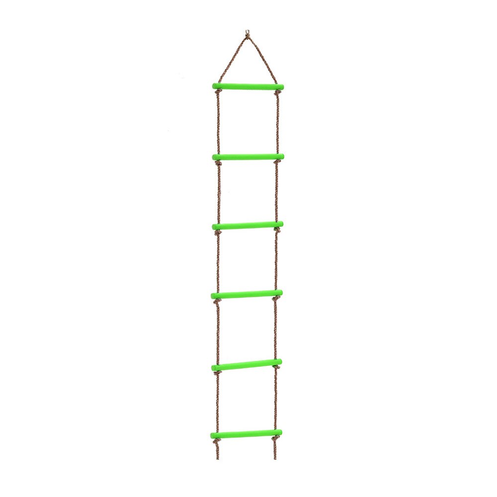 6 Rungs Wooden Rope Ladder Multi Rungs Safe Sports Rope Swing Swivel Rotary Connector Tools Children Activity Climbing Game Toys: Green