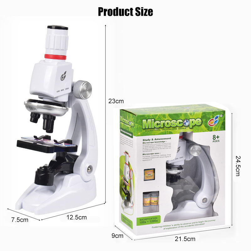1200X Student Monocular Biological Microscope Set LED Home School Science Educational For Kids Child Lab Optical Instruments