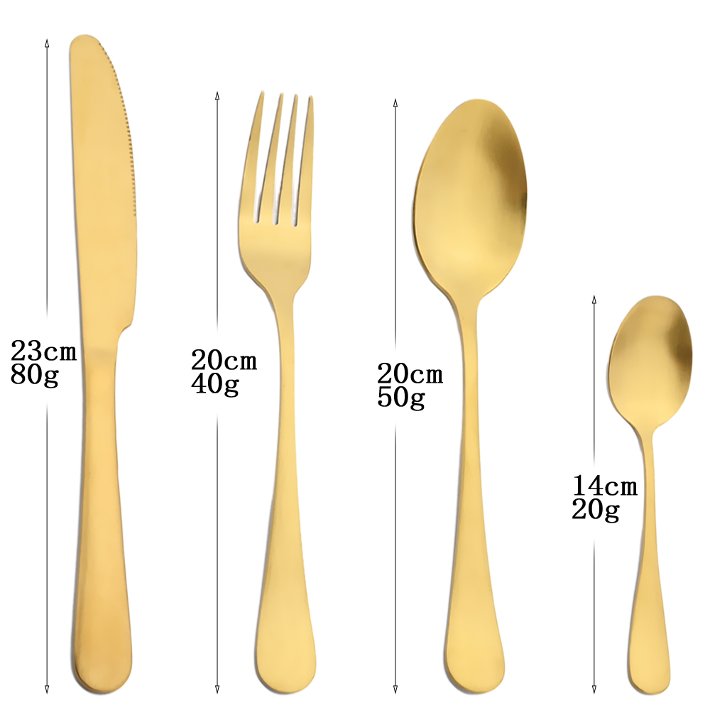 Matte Gold Cutlery Set Flatware Stainless Steel Dinnerware Kitchen Dinner Silverware Knife Coffee Spoon Fork Tableware Set
