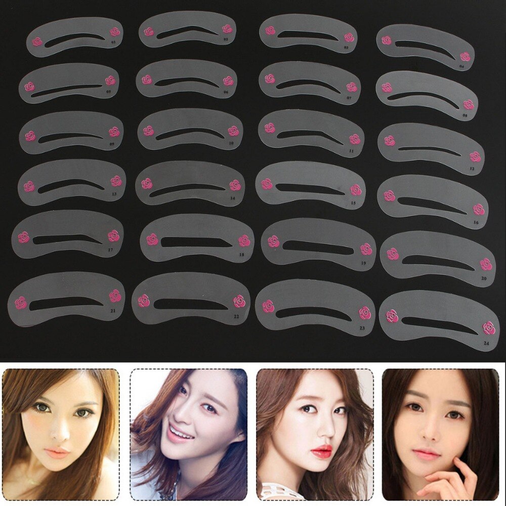 24 pièces différents Styles sourcils pochoirs sourcil dessin Guide carte modèles bricolage beauté forme maquillage outils