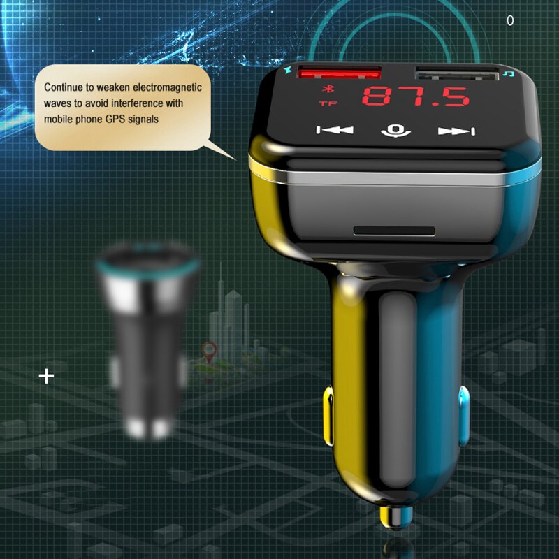 Car Bluetooth 5.1 FM Transmitter QC3.0 Fast Charger Dual Channel Stereo Car Mp3 Player EMC Touch Screen Audio Adaptor