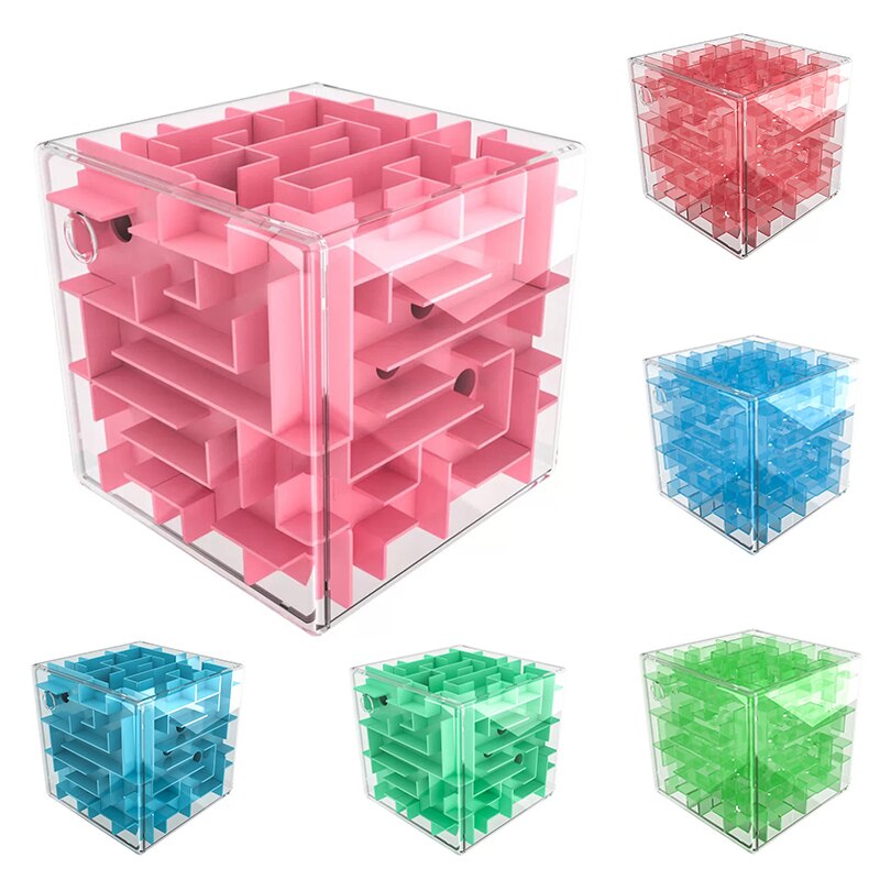 10cm Patience Games 3D Cube Puzzle Maze Toy Hand Game Case Box Fun Brain Game Challenge Toys Balance Educational Fidget toys