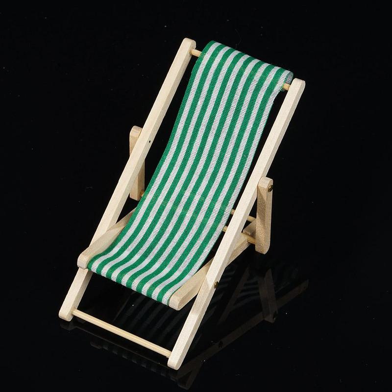 Mini Stripe Beach Lounge Chair 1:12 Doll House Simulation Model Play House Toy Mini Foldable Beach Chair Diy Decor Gril Toy