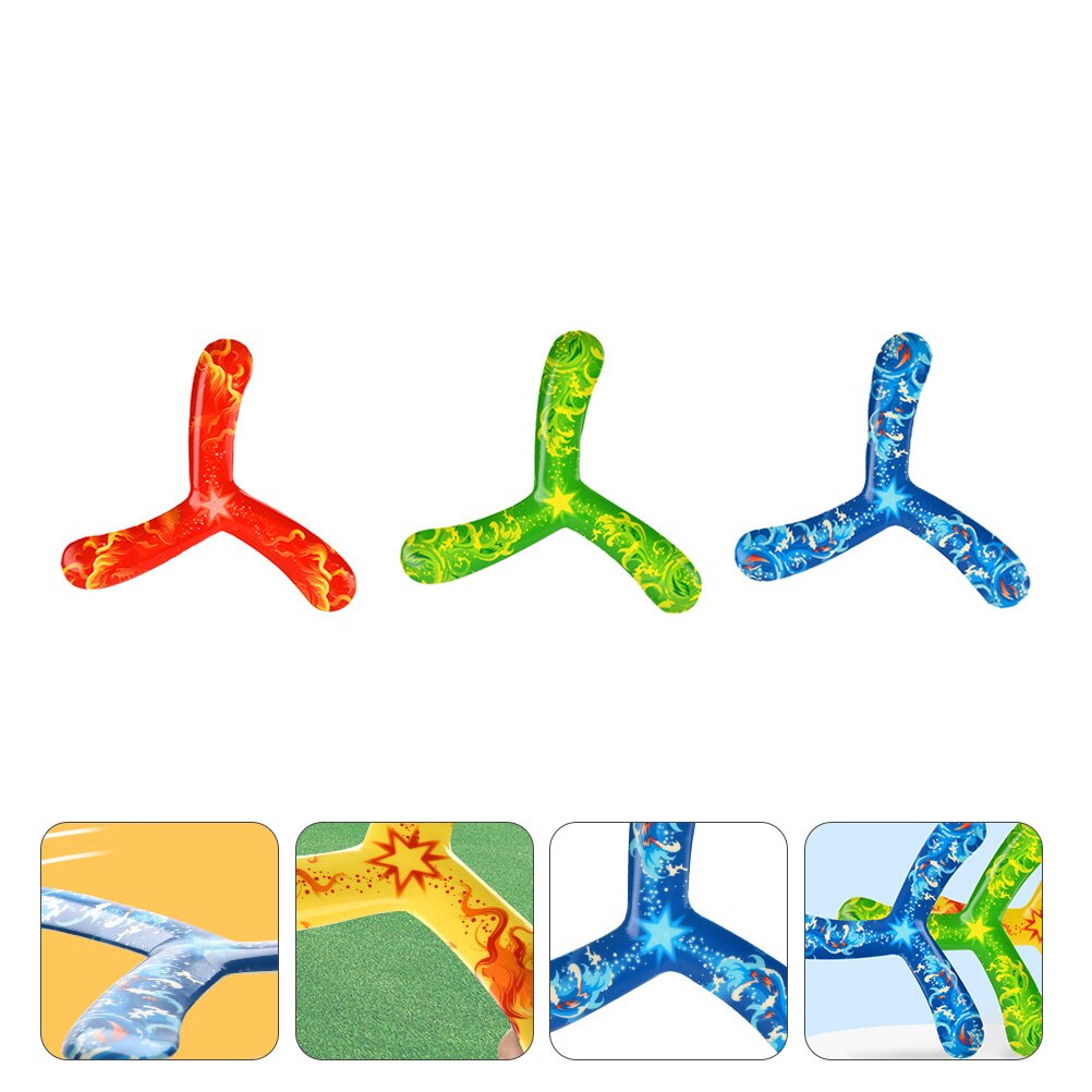 3 pezzi Cast manovella dardo tre foglie Boomerang per bambini bambini all&#39;aperto bambino: Default Title