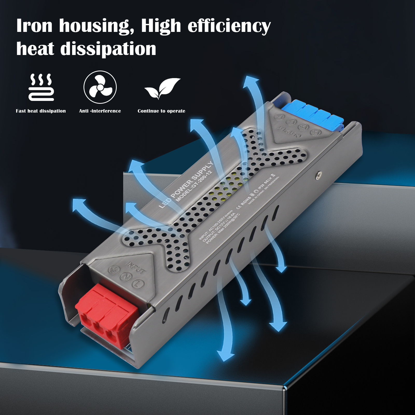 Led-strømforsyning  ac 100-250v til  dc 12v 24v 60w 100w 200w 300w 400w driver til led-strimler