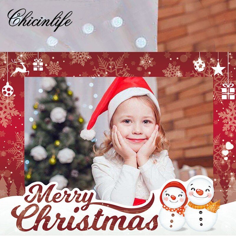 Chicinlife 1Pcs Merry Christmas Paper Photos Booth Props Frame Year Party Christmas Birthday Decoration Supplies