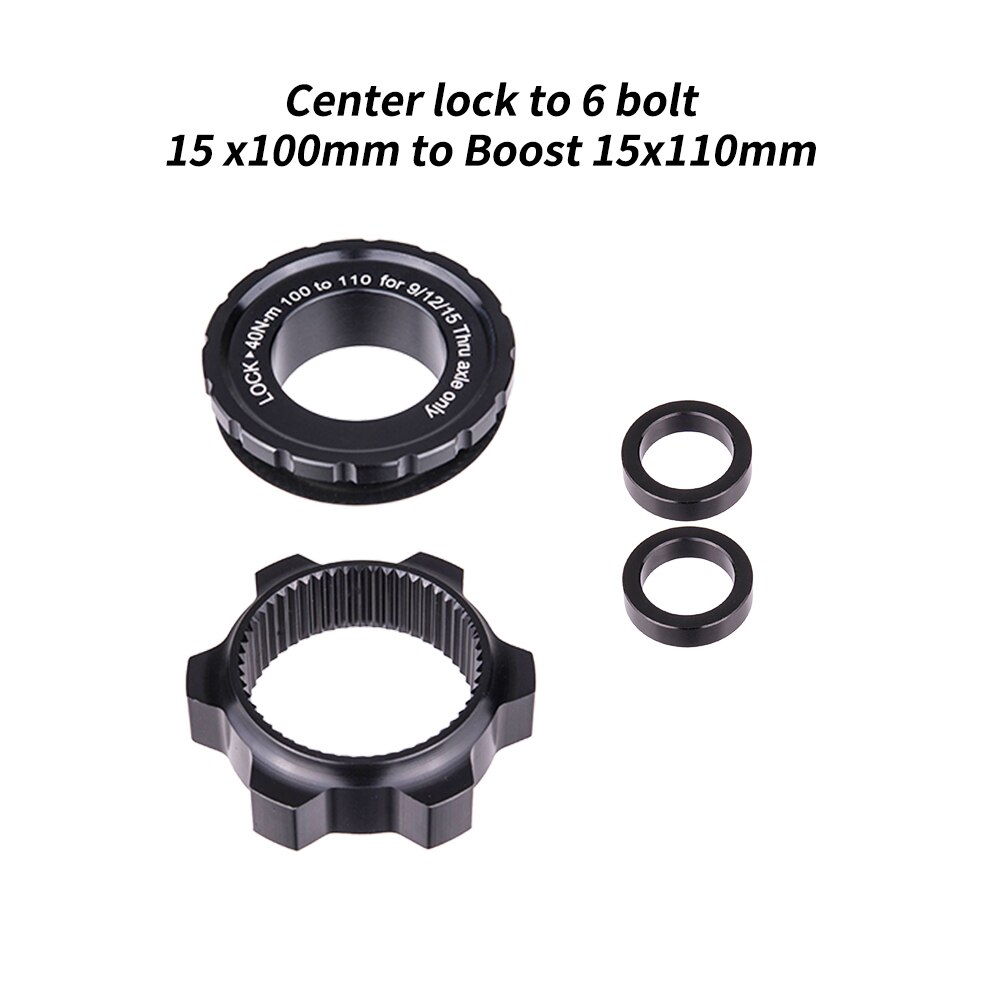 Sykkelnav senterlås adapter til skivebrems 6 bolt boosthub spacer 15 x 100 to 15 x 110 bakskive foran 12 x 148 gjennomgående aksel: Cl  to 6 bolter 15 x 110