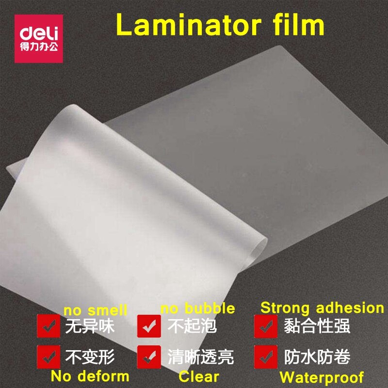 100 stk. / deli deli  a4-60c termisk lamineringsfilm  a4(220 x 308mm)  størrelse 60 mikrofondokumenter til kæledyrslaminatorfilm