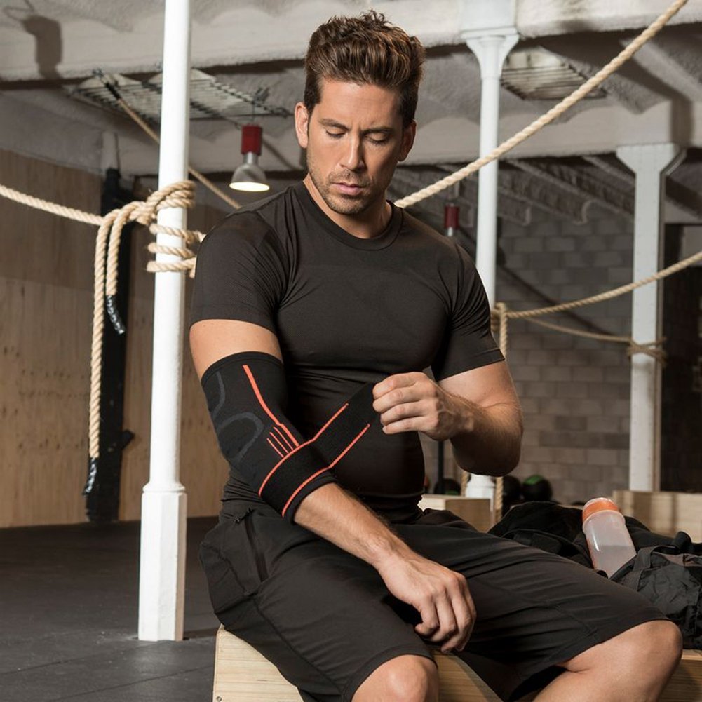 1 pc pustende forlenge albuestøtter utendørs sportsutstyr trykkbandasje tennis fitness elastiske albueputer basketball
