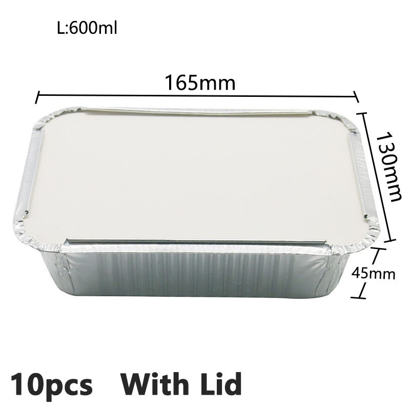 10 Stks/set Wegwerp Bbq Aluminiumfolie Pannen Take-Out Voedsel Containers Rechthoek Lunchbox Grill Vangen Lade Keuken Benodigdheden: 7